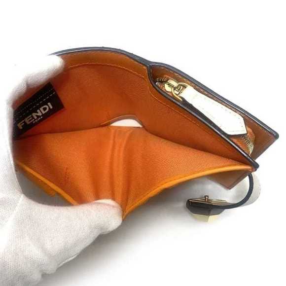 Fendi bi-fold wallet beige gold orange 8M0386 studded leather FENDI mini women's - Picture 7 of 10